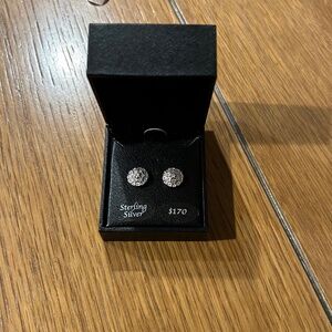 Sterling Silver Diamond Cluster Earrings